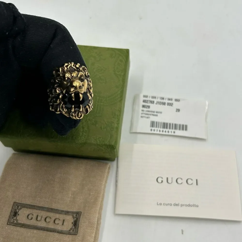Men's Gucci iconic Lionhead ring size 10 made in Italy